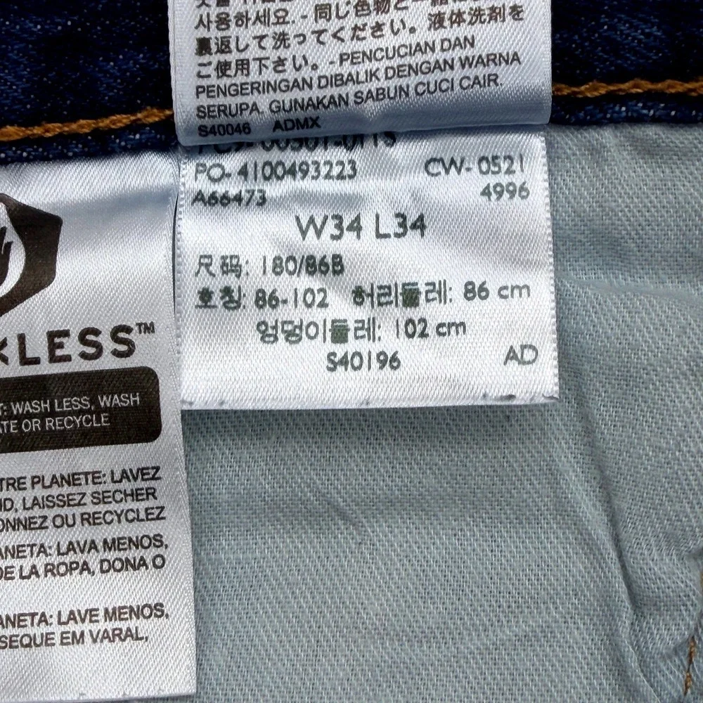 Levis 501 Button Fly Original Fit Mens 34x34 Blue Dark Wash Straight Leg Jeans